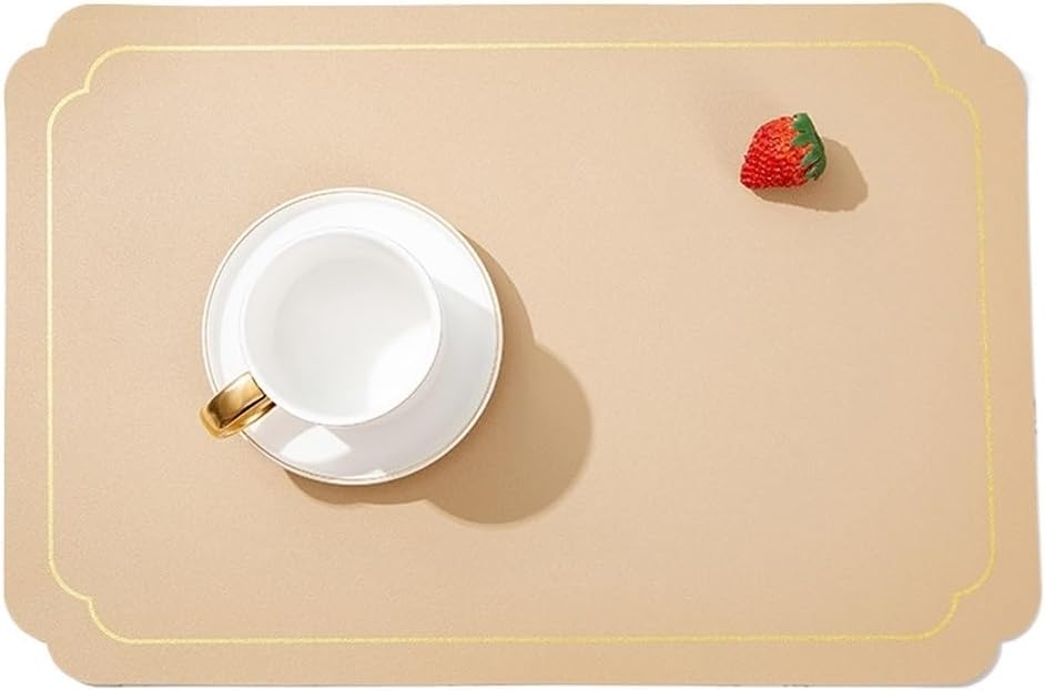 Lace Sided Rectangular Nordic Wind Waterproof Non-Slip Hotel Restaurant Table Mat(D)