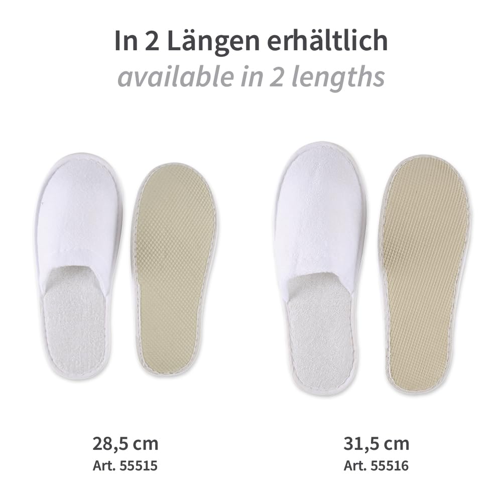 FRANZ MENSCH 200 Stück Hygonorm Slipper Classic, geschlossen | Polyester, Karton, weiß, Einheitsgröße, L: 28,5cm, B: 11cm, H: 1cm, Hotelslipper, Einweg-Hausschuhen, Gästeschuhe