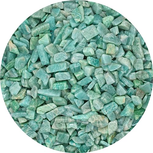 Image of Amazing Gemstone Amazonite 1 lb Bulk AAA+ Gemstone Tumbled Chips Mini Crystal Beads, Undrilled No Holes Wiccan Healing Stones for Home Garden Decor Vases Plants Succulents Cactus Jewelry&Art Project
