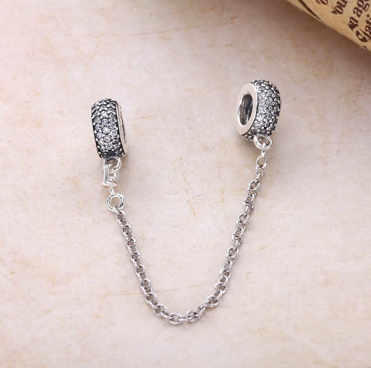 Safety Chain Charm 925 Sterling Silver Pendant,Jewelry Beads Gifts for Women Bracelet&Necklace 1662