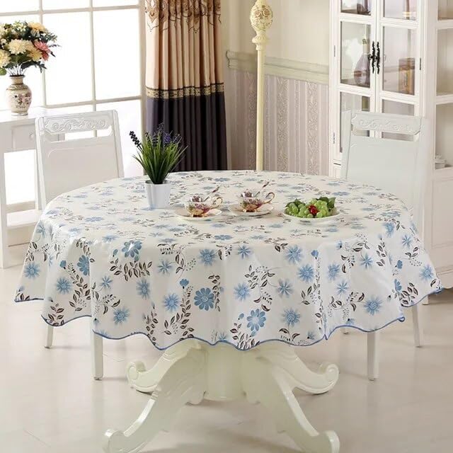 ONURTH 150/180 cm rond PVC tafelkleed, rode roos