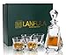 LANFULA Bicchieri e Bottiglia da Whisky Cristallo, 650 ml Decanter con 4 Bicchieri Whiskey 210 ml, Bella Confezione Regalo, Set di 5 Pezzi