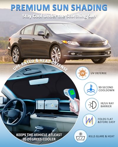 Image of Windshield Sun Shade for 2006-2009 2010 2011 Honda Civic Windshield Cover | Window Shade Sun Visor Cover Foldable Block UV Rays Car Accessories