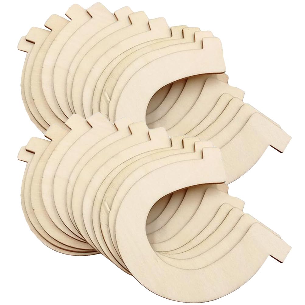VILLCASE 20Pcs Wooden Horseshoe Decoration Pendants Unfinished DIY Painting Craft Wood Slices with Holes Lightweight for Holiday Ornaments and Kids Art Projects