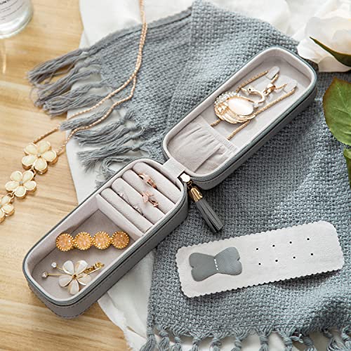 Sanqianwan Small Jewelry Travel Organizer Box With Pu Leather Portable Jewelry Storage Case For Necklace Rings Earrings, Tassels Design Of Jewely Case Gifts For Mother, Girlfriend And Lover,16.5*7.5*6 #TOP6