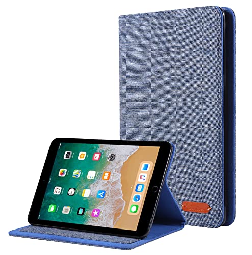 Housse de protection iPad mini tissu bleu pour éviter les rayures avec veille rabat