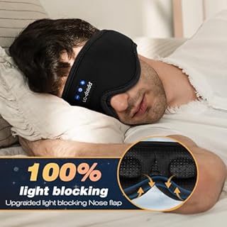 LC-dolida Bluetooth Sleep Mask Headphones Complete Blackout 3D Deep Eye Mask with Headphones Bluetooth V5.4 Can Play 15Hrs Breathable Eye mask with Earphones for Travel,Nap Sleeping,Shift Work