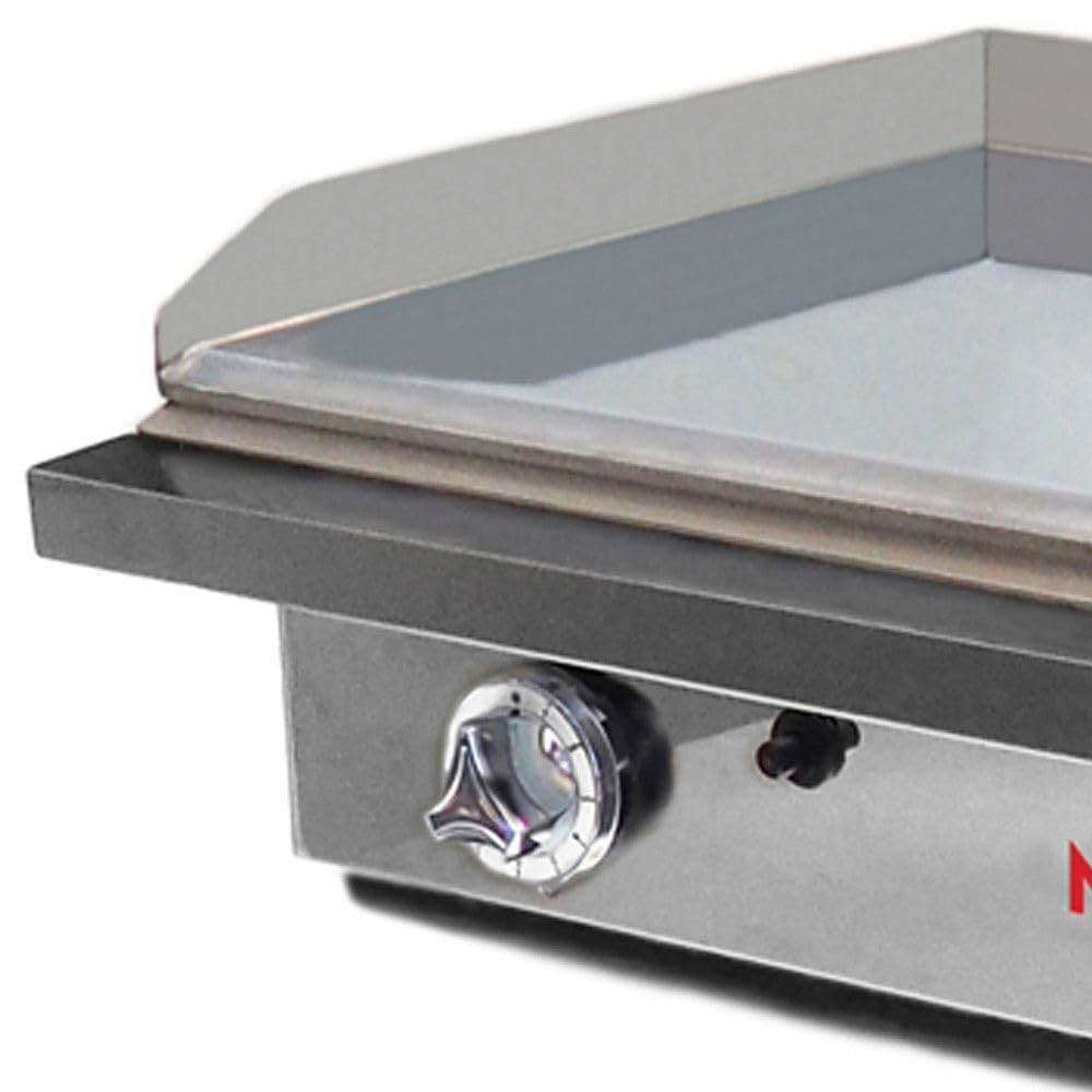 MBH - Plancha à gaz industrielle 600 x 400 + 400 x 400 mm en chrome dur pour hôtellerie. Fry Top deux zones pour cuisine professionnelle pour bar et restaurant.