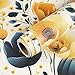 Livelynine 17.5x276 Dark Blue Yellow Floral Peel and Stick Wallpaper Vintage Wild Flower Wall Paper for Bedroom Bathroom Walls Prepasted Removable Poppy Boho Decorative Contact Paper for Furniture
