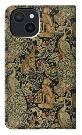 Étui pour iPhone 15 cuir William Morris Forest contre les rayures d'écran - 2
