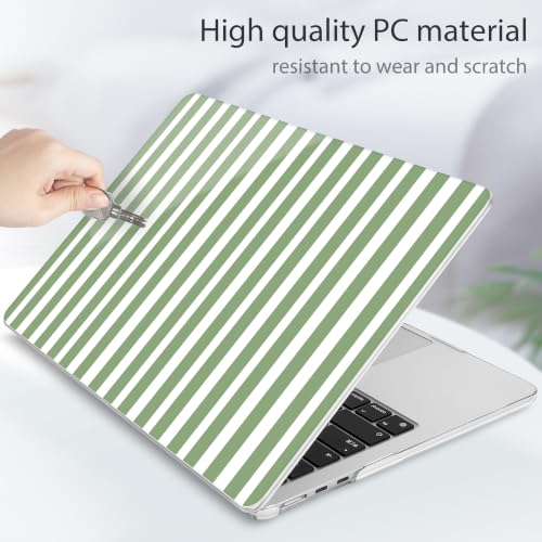 Image of Tuiklol for MacBook Air 13 inch Case M5 2026 M4 2025 M3 2024 M2 2022 Model | Number A3449 / A3240 / A3113 / A2681, Plastic Hard Shell Cover for MacBook Air 13.6 with Touch ID, Striped-Green
