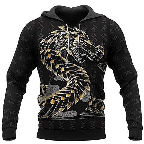 Veste survêtement païen celtique imprimé 3D avec pullover viking et runes nordiques punk vintage
