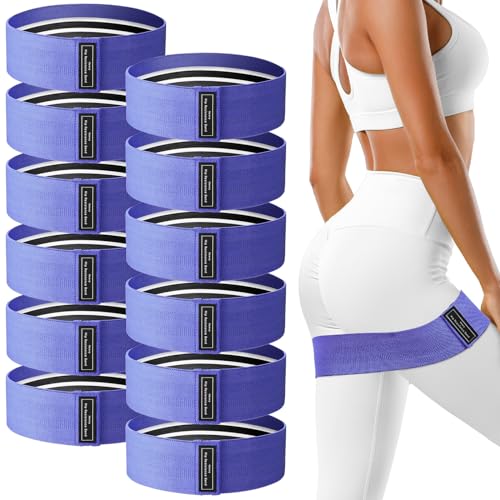 Image of 12 Pcs Fabric Resistance Bands for Working Out Non-Slip Booty Exercise Loop Bands for Women Men Glutes Hip Thigh Butt Yoga Pilates Fitness Gym, Light Medium Heavy