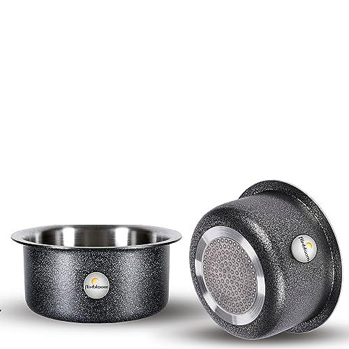Image of Lunar Black Utensils Induction Base Cookware Sets Induction Bottom Tope /Handi Aluminium Thick Flat Bottom Patila /Bhagona /Tapila /Tapeli Cookware Sets for Kitchen (1 Litre + 2 Litre Tope)