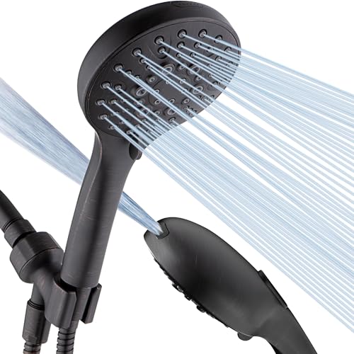 Image of BRIGHT SHOWERS High Pressure Shower Head with Handheld, 9 Spray Settings Showerhead Built in Power Wash to Clean Tub and Pets, Extra Long 69 inch Hose, Adjustable Bracket, Oil-Rubbed Bronze