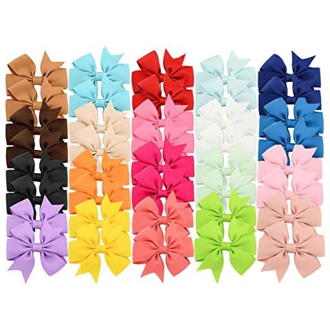 40 Pcs Baby Girls Hair Clips Soft Grosgrain Ribbon Bows Alligator Hair Barrettes for Teens Kids Toddler 20 Colors Cover