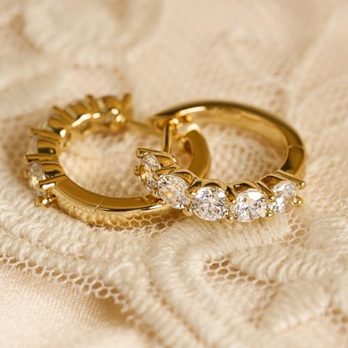 Moissanite Hoop Earrings Huggie Hoops Earrings for Women, 2ct D Color VVS1 18K White Gold Plated S925 Hypoallergenic, Wedding Earrings Jewelry for Gifts3