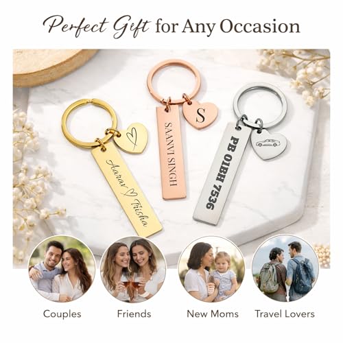 Image of Premium Customized Metal Keychain | Personalized Name Engraved Keychain for Car & House Keys | Stylish Stainless Steel Gift for Men & Women