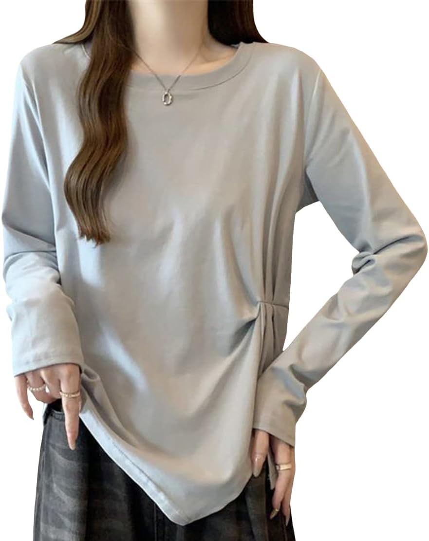 ODFMCE] tシャツ レディース 長袖 春 綿 無地 おしゃれ きれいめ 