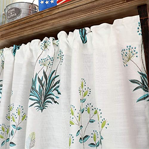 Cortinas de café estilo rústico blanco de 90x60 cm para ventanas de cocina 5
