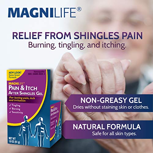 Image of MagniLife Pain & Itch Relief After Shingles Gel, 1.8 Oz, Medicine for Shingles Pain, Poison Ivy, Bug Bites & Itchy Skin, Fast-Acting Pain Reliever with Aloe & Witch Hazel