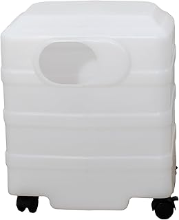 Sewage Tank for Non-Plumbing Head Spa – Portable Water Waste Tank with Lockable Wheels – Durable PVC with Bottom Drain Outlet – Mobile Solution for Head Wash Units – White, Easy to Clean