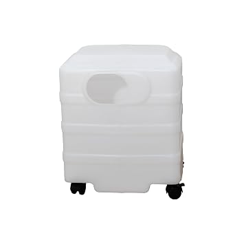 Sewage Tank for Non-Plumbing Head Spa Portable Water Waste Tank with Lockable Wheels Durable PVC with Bottom Drain Outlet Mobile Solution for Head Wash Units White, Easy to Clean