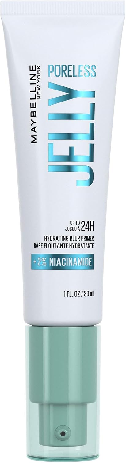 Maybelline New York Primer idratante, Rende la pelle uniforme e idratata per 24 ore*, Pori meno visibili e lucentezza ridotta, Non unge la pelle, Arricchito con Niacinamide, Primer gelatinoso senza pori, 30 ml