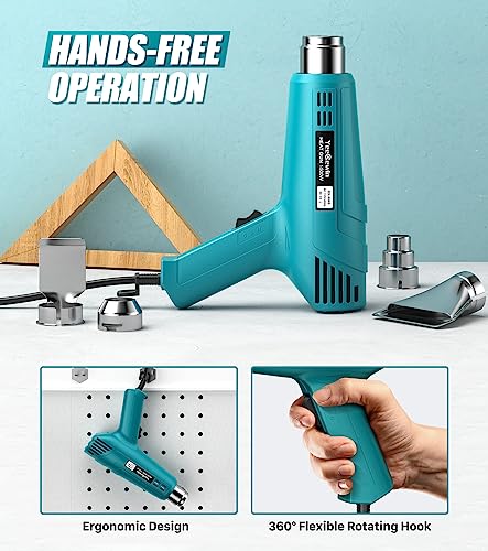 Yeegewin Heat Gun Dual Temperature Settings 800℉&1112℉, Heavy Duty Hot Air Gun Kit With 4 Nozzles, Overload Protection For Crafts, Stripping Paint, Shrinking Tube And Pvc #TOP4