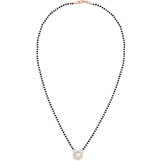 ZAVERI PEARLS Rose Gold Austrian Diamonds & Artificial Beads Embellished Mangalsutra For Women-ZPFK16908