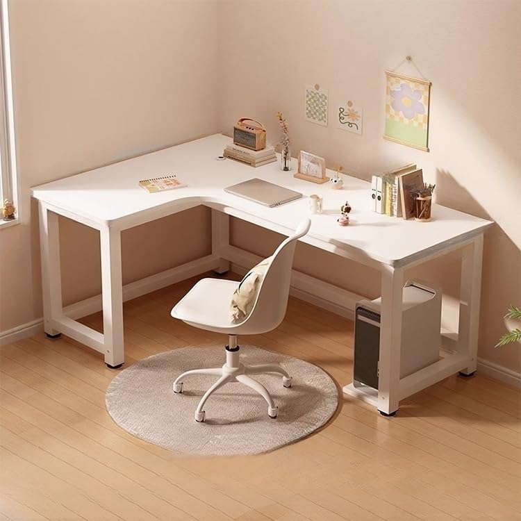 Computertisch, weiß, L-förmig, aus Holzwerkstoff für Zuhause – 160 cm L x 119 cm B, 74 cm H, Linke Seite, ohne Stuhl
