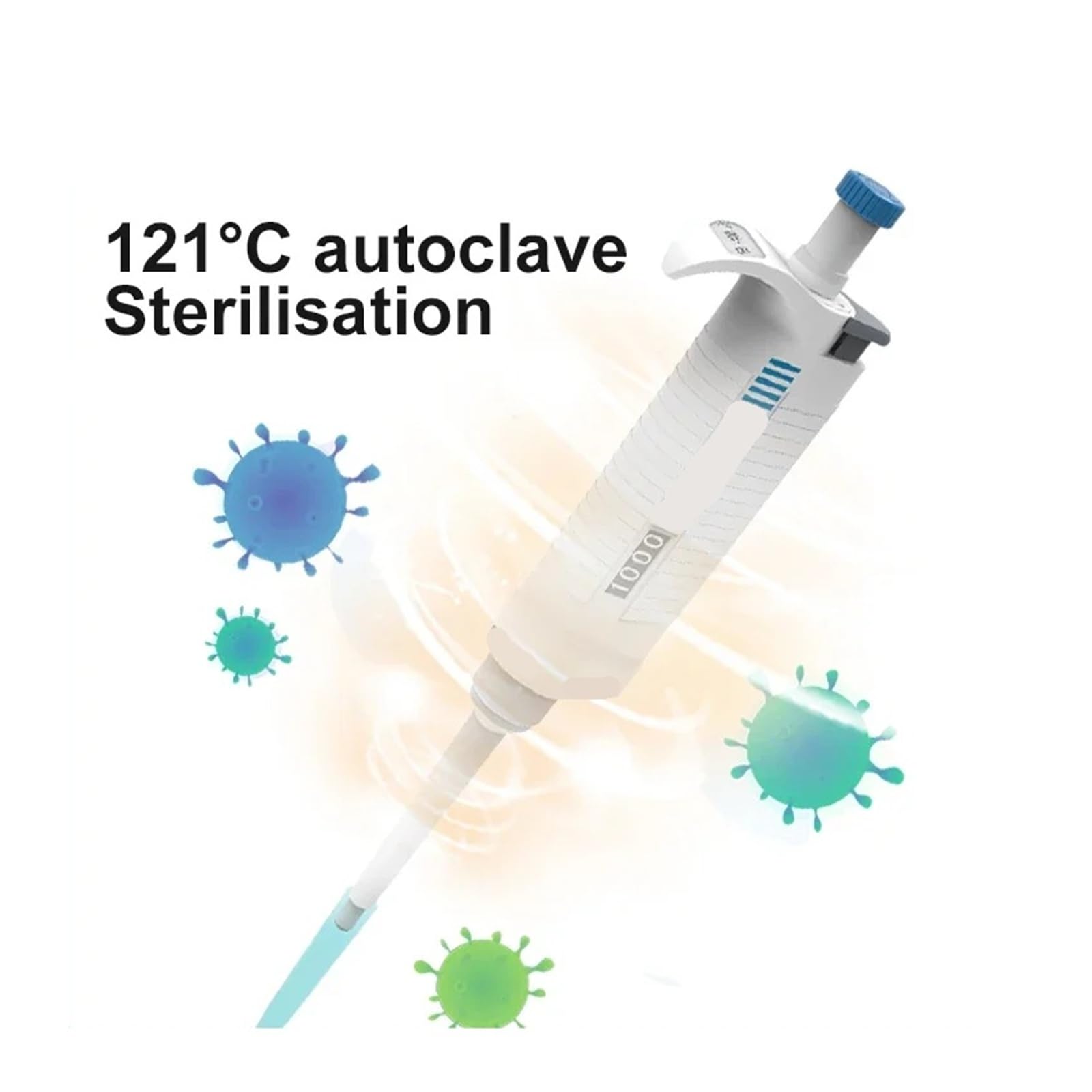 Pipeta, Pipeta laboratoryjna, nadająca się do sterylizacji w autoklawie, cyfrowa, regulowana pipeta. Sprzęt laboratoryjny z końcówkami(5-50μl)