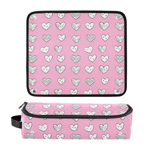 Cute Hearts Marble Hair Tools Travel Bag Heat Resistant Mat for Irons Straighteners Curling Iron Hair Care Accessories Portable Organizer Bag miniatura 3