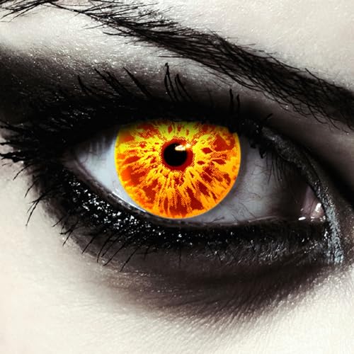 DESIGNLENSES, farbige Tageslinsen Kontaktlinsen feurig gelb, ohne Sehstärke für Halloween Kostüm Zombie Hexe Karneval Cosplay - 2 Stück (1 Paar) gelbe Augenlinsen (Yellow Fire, 14.00, 0.00, Dioptrien) DESIGNLENSES, farbige Tageslinsen Kontaktlinsen feurig gelb, ohne Sehstärke für Halloween Kostüm Zombie Hexe Karneval Cosplay - 2 Stück (1 Paar) gelbe Augenlinsen (Yellow Fire, 14.00, 0.00, Dioptrien)