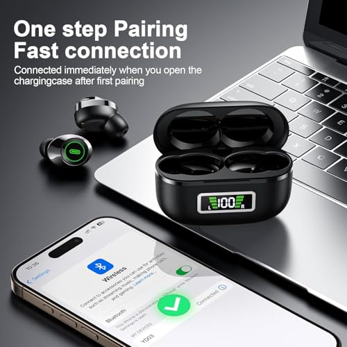 Image of Wireless Earbuds, Bluetooth 5.4 Headphones in Ear with Mic HiFi Stereo Noise Reduction, Wireless Earphones IP7 Waterproof Touch Control LED Display Headset