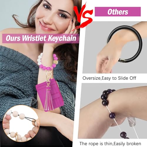 Image of KNGITRYI Wristlet Wallet for Women,RFID Keychain Wallet with Beaded Strap