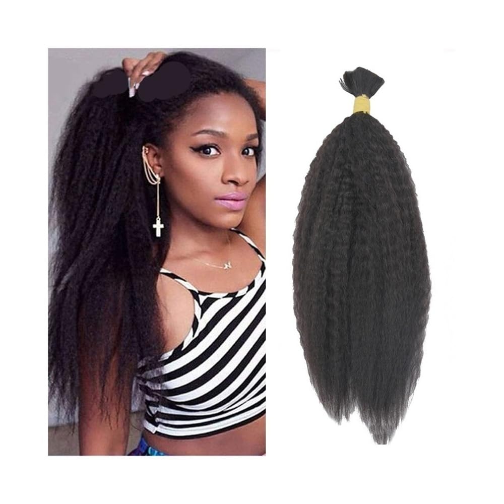 Splatanie włosów Afro Kinky Straight Bulk Human Hair Braiding No Weft Crochet Braids Hair Extension 100G/opakowanie Kobieta(26 Inch)