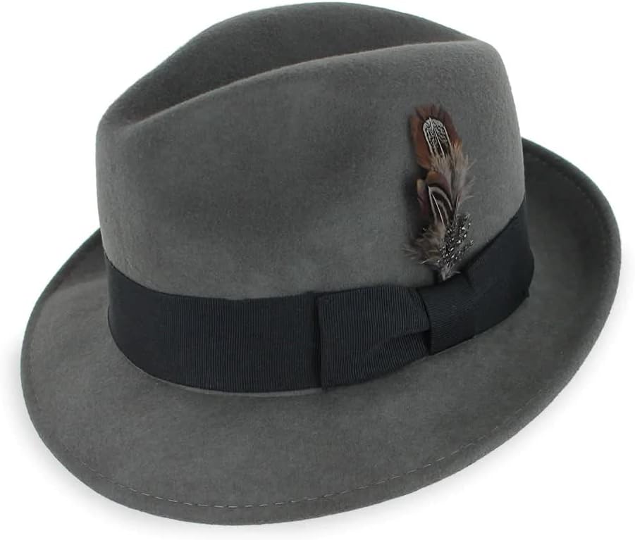 Belfry Trilby Men/Women Snap Brim Vintage Style Dress Fedora Hat 100% Pure Wool Felt in Black, Grey, Navy, Brown and Pecan (XXLarge, Olive) - Image 2