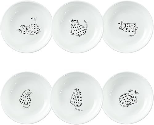 Super Cute Rain Dot - Plato de cerámica para salsa/condimento/sushi soya/platos de aperitivo/plato de servir para cocina y hogar (juego de 6)