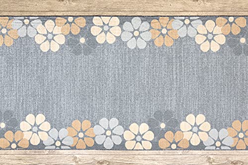Alfombra de Pasillo de 120 x 230 cm Gris Moderna Lavable Flor 5