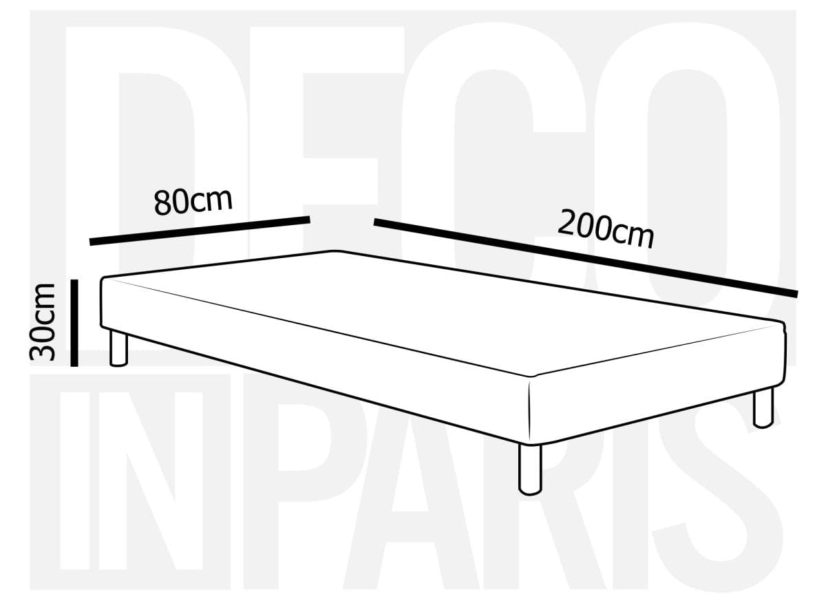 DecoInParis Sommier tapissier 80 x 200 cm + 4 Pieds