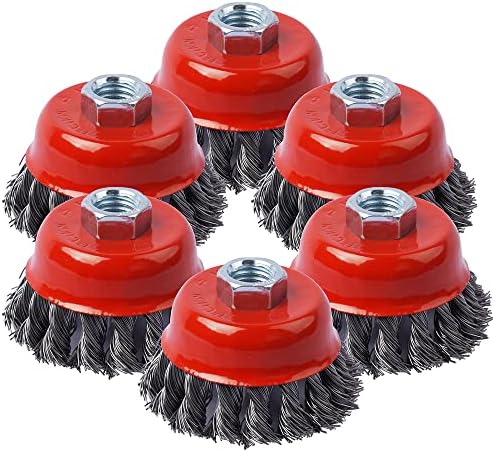 Wire Cup Wheel Brush,3 Inch Twisted Knotted with 5/8-Inch-11 UNC Threaded Arbor for Heavy Cleaning Rust,Stripping and Abrasive for Angle Grinder