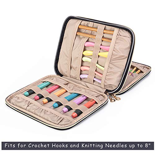 Trousse aiguille tricoter anti-perte sac double couche noir à poches - 3