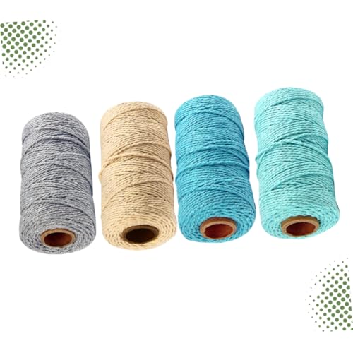 Cuerda de algodón de 2 mm resistente y maleable de 4 rollos mixtos para manualidades sin esfuerzo 3