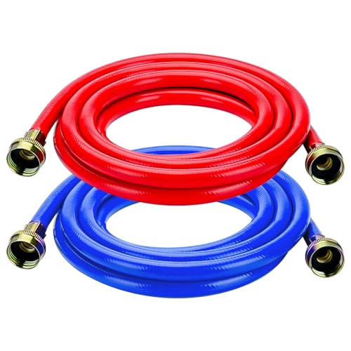 10FT Rubber Washing Machine Hoses Burst Proof 2 Pack for Hot and Cold Water 3/4 NPT Connection Water Supply Lines by Cenipar Fit for ALL Washing Machine