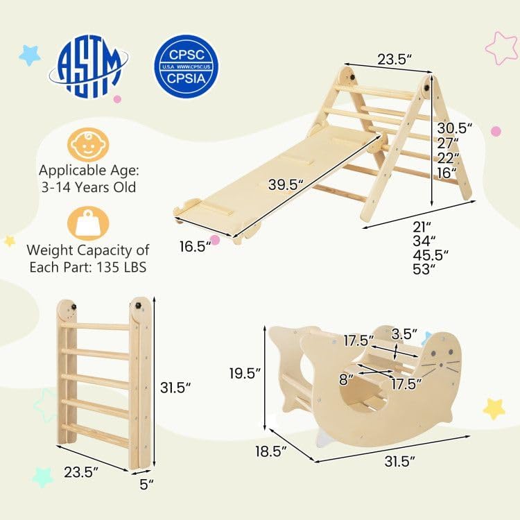 7-in-1 Indoor Climbing Toys for Toddlers with Reversible Ramp