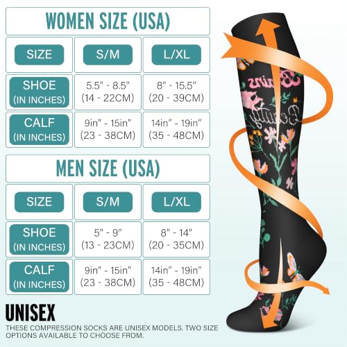 Image of 3 Pairs Compression Socks for Women & Men 15-20 mmHg- Best Support for Nurses, Running, Hiking, Recovery & Flight Socks