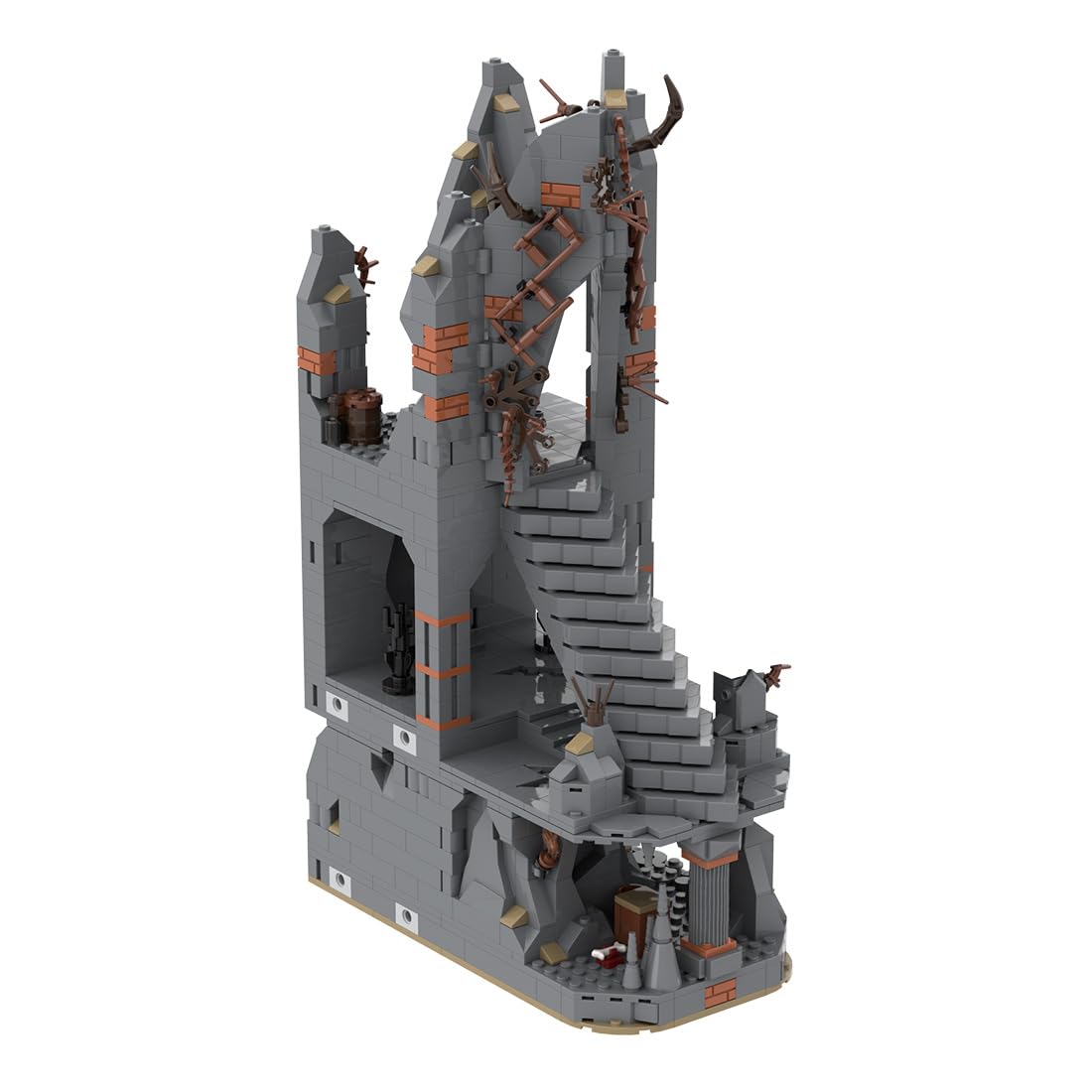 Lunaro Part 3 Medieval Dark Magic Mountain MOC Building Blocks, Modular Castle Ruins Model Kit, Fortress Architecture for Expert Builders (1136 PCS)