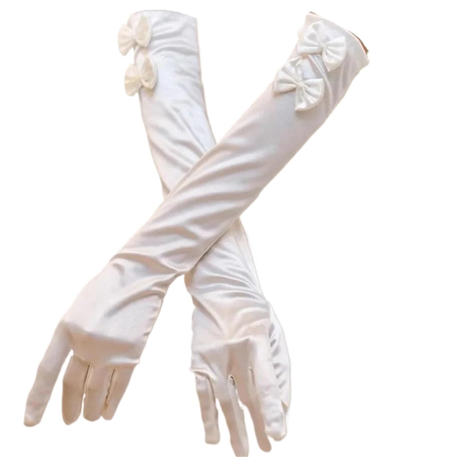 2 paia di guanti da sposa in raso lunghi eleganza vintage for abiti sera for banchetti nuziali Per Feste E Balli
