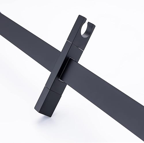 Miniatura 5 de Pattlye Barra deslizante de ducha de latón con altura y ángulo ajustable, soporte de regadera de mano para montaje en pared, color negro mate, Pt004